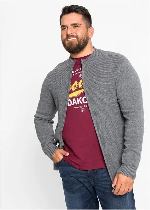 Rozep&iacute;nac&iacute; svetr z jemn&eacute; pleteniny z čist&eacute; bavlny, bonprix