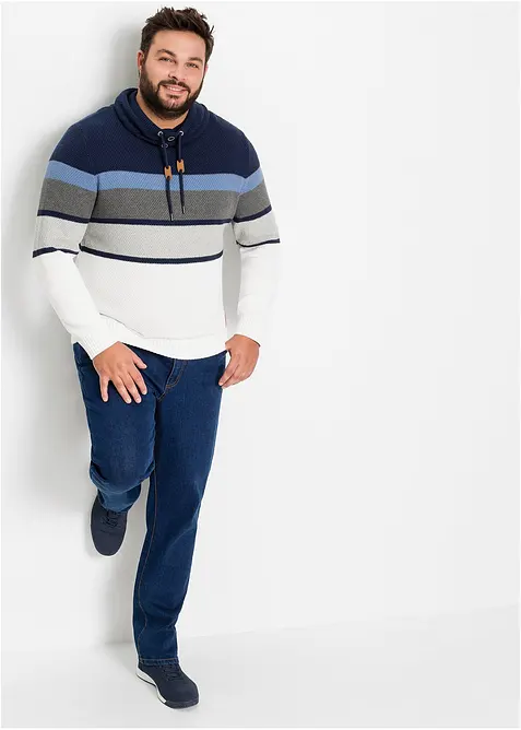 Svetr z hrubé pleteniny, s širokým a vysokým stojáčkem, z čisté bavlny, bonprix