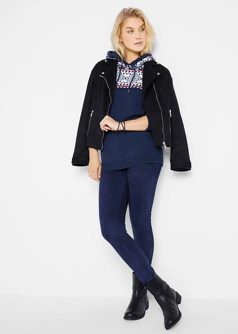 Svetr s norským vzorem a kapucí, bonprix