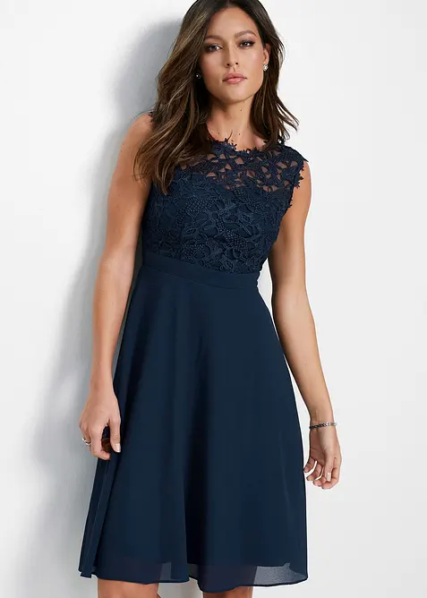 Mini šaty s krajkou, bonprix