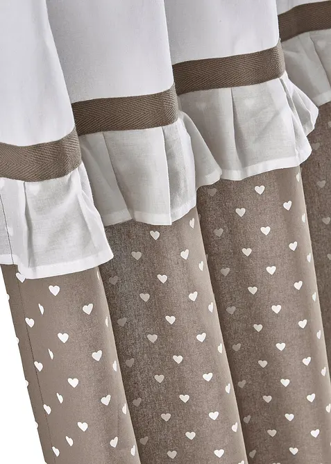 Potištěný závěs z organické bavlny s řasícím páskem (1 ks), bonprix