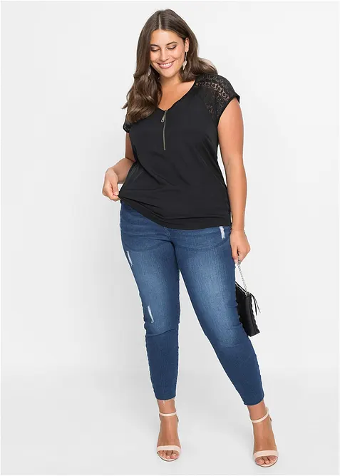 Tričko s krajkovou vsadkou, bonprix