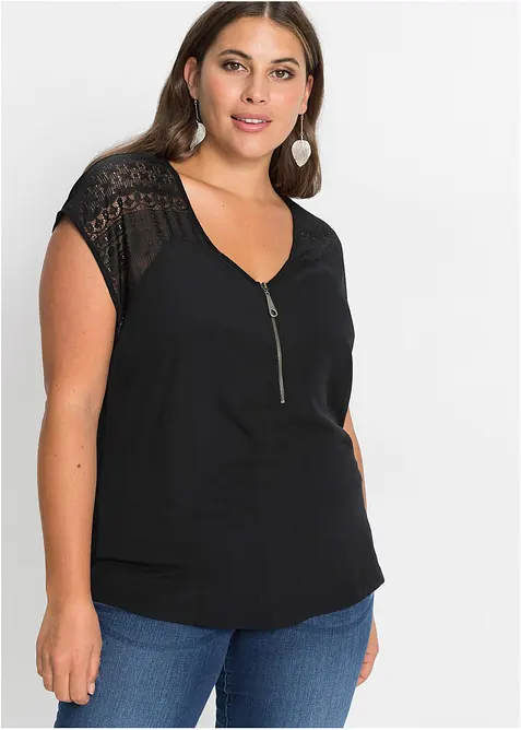 Tričko s krajkovou vsadkou, bonprix