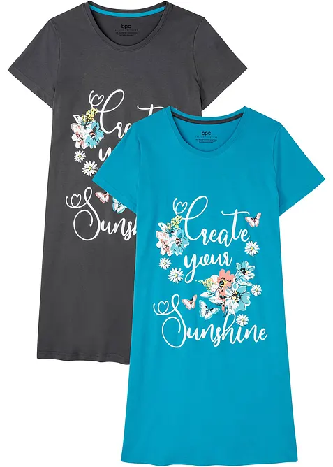 Krátká noční košile z čisté bavlny (2 ks v balení), bonprix