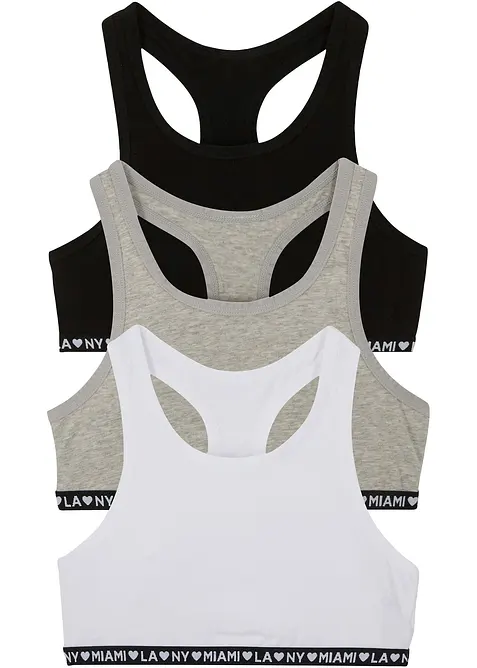 Podprsenkov&yacute; top s měkkou bavlnou (3 ks v balen&iacute;), bonprix