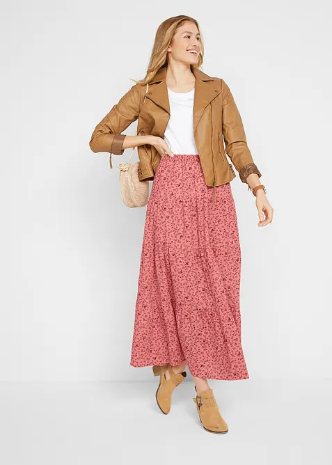 Dlouh&aacute; sukně s vol&aacute;ny, bonprix