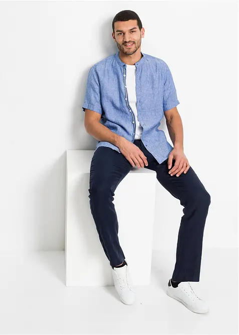 Chino kalhoty Regular Fit, Straight, z čist&eacute;ho lnu, bonprix