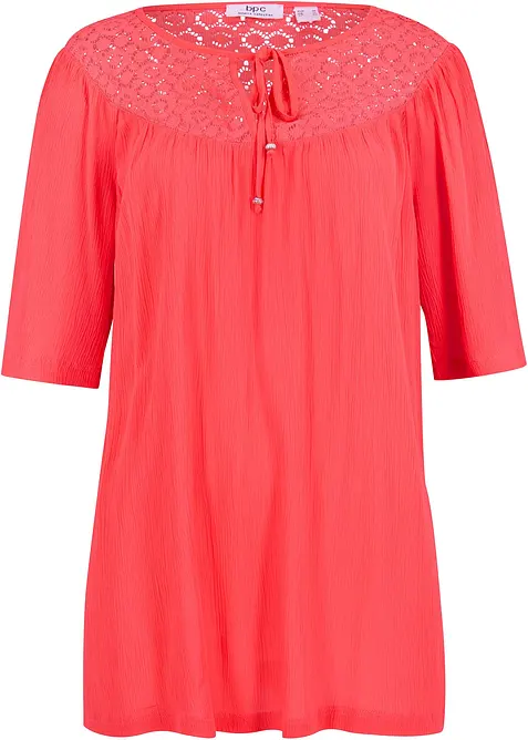 Dlouhá tunika se zmačkanou úpravou, polodlouhé rukávy, bonprix