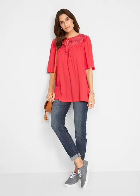 Dlouhá tunika se zmačkanou úpravou, polodlouhé rukávy, bonprix