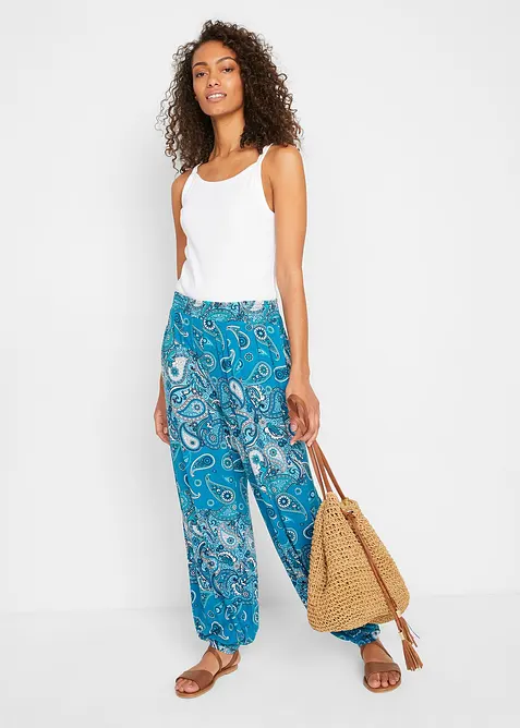 Žerzejové harémové kalhoty ze splývavé směsi s viskózou, bonprix