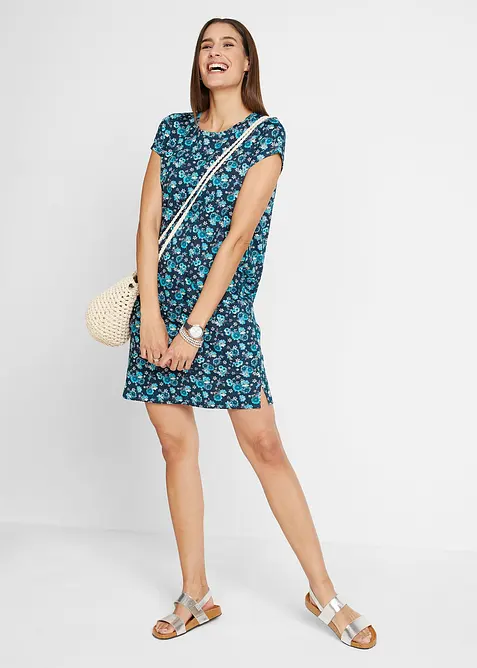 Úpletové šaty s postranními rozparky, z čisté bavlny (2 ks), bonprix