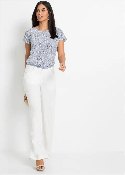 Kalhoty Palazzo ze vzdu&scaron;n&eacute; lněn&eacute; směsi, bonprix