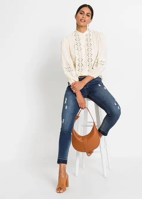 Halenka s krajkou, z měkké směsi s viskózou, bonprix