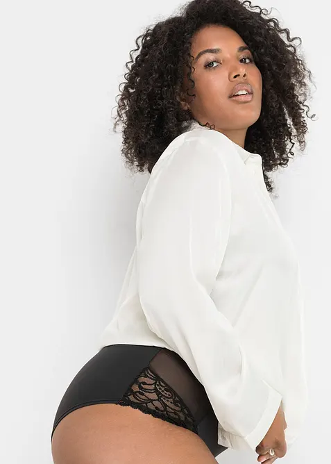 Zdobené stahovací bokové kalhotky, střední tvarující efekt, bonprix