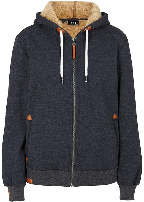 Mikina na zapínání, s medvídkovou podšívkou, bonprix