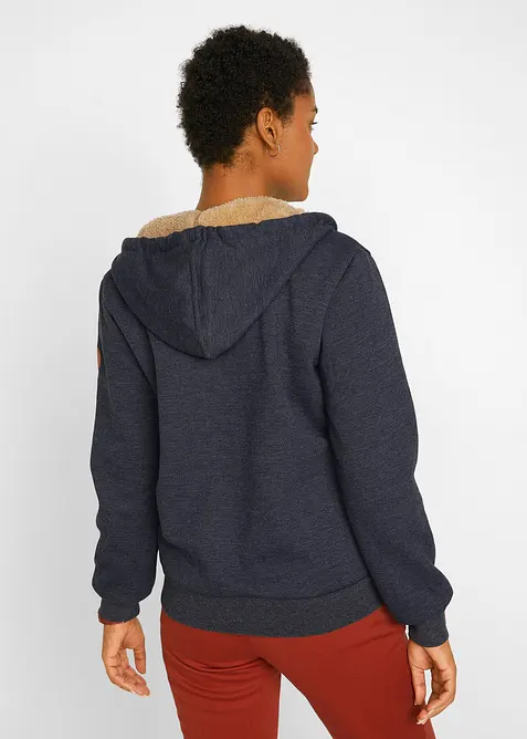 Mikina na zapínání, s medvídkovou podšívkou, bonprix