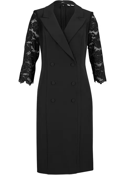 Blejzrové šaty s krajkovými rukávy, bonprix