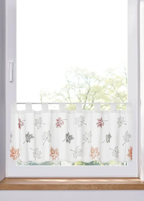 Vitrážková záclona s vyšitými listy, bonprix