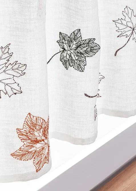 Vitrážková záclona s vyšitými listy, bonprix