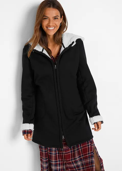 Propínací mikina s kapucí, s medvídkovou kožešinou, bonprix