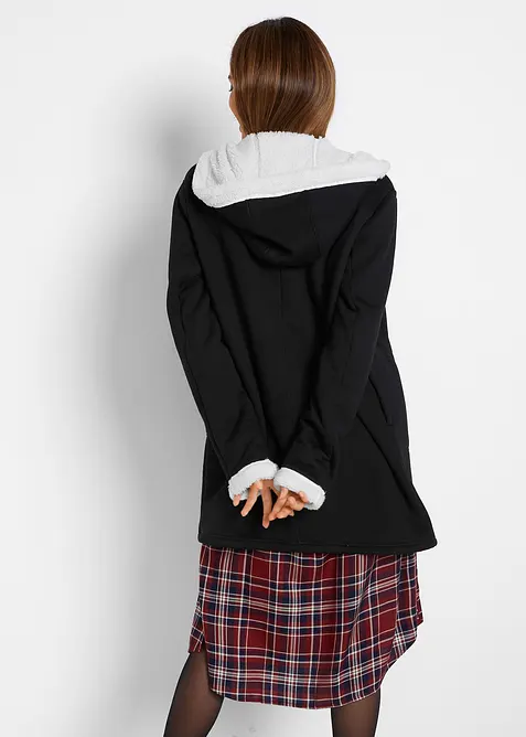 Propínací mikina s kapucí, s medvídkovou kožešinou, bonprix