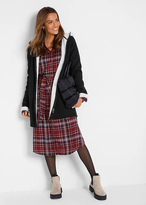 Propínací mikina s kapucí, s medvídkovou kožešinou, bonprix