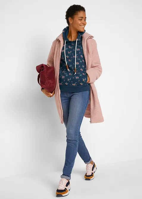 Mikina s kapuc&iacute; a tkaničkami, z čist&eacute; bavlny, bonprix