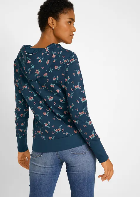 Mikina s kapuc&iacute; a tkaničkami, z čist&eacute; bavlny, bonprix