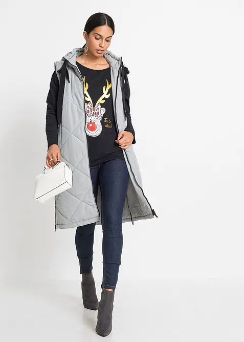 Triko s odhalen&yacute;m ramenem a v&aacute;nočn&iacute;m motivem, bonprix