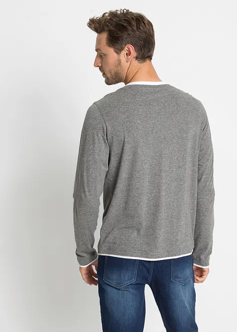 Henley triko, dlouh&yacute; ruk&aacute;v (2 ks v balen&iacute;), bonprix