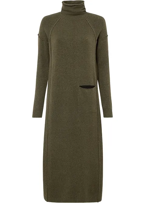 Pletené šaty s rolákovým límcem, bonprix