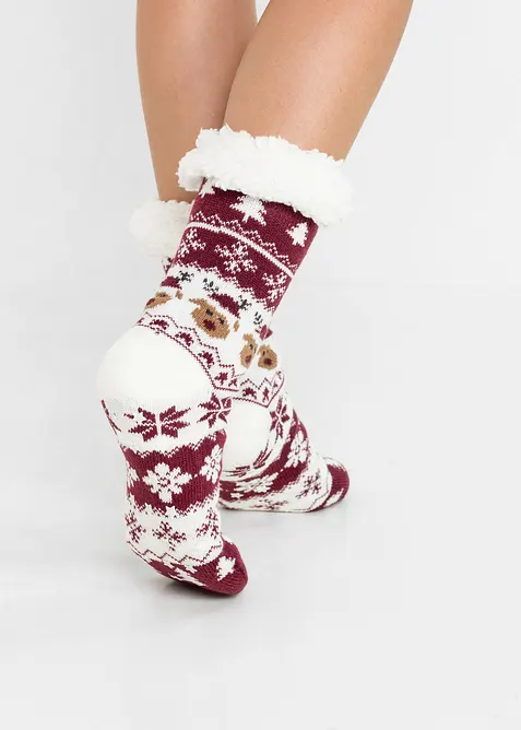 Ponožky na doma s medvídkovou podšívkou, bonprix