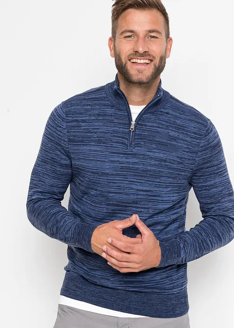 Svetr s límečkem na zip a bavlnou, bonprix