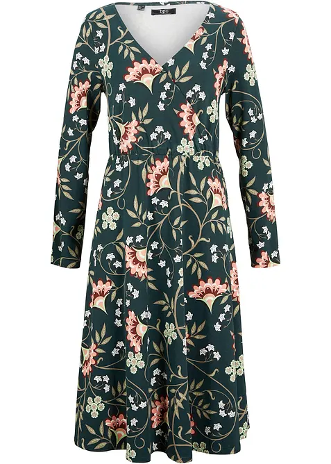 Bavlněné žerzejové šaty se zavinovacím vzhledem, bonprix