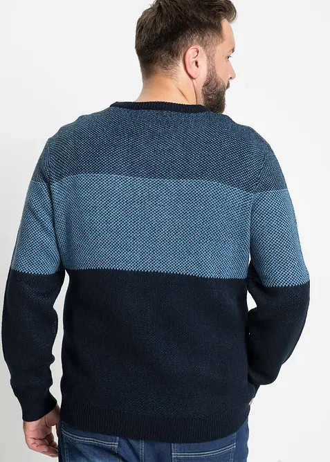 Svetr s kulatým výstřihem, ve stylu colourblocking, bonprix