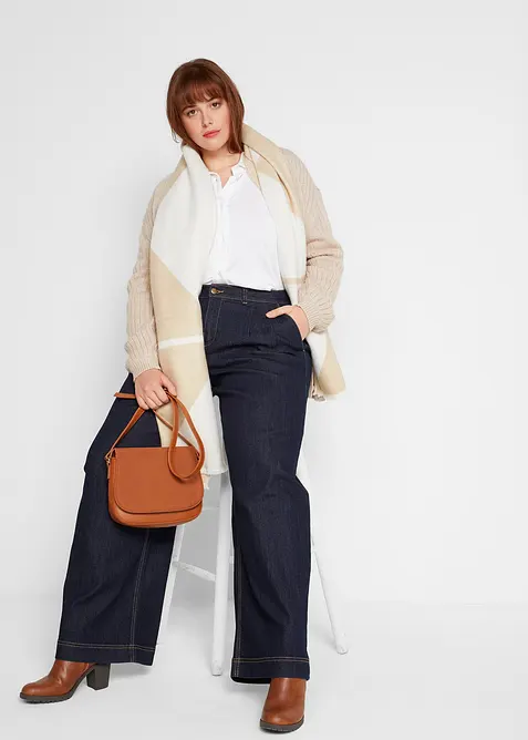 Džíny Wide Leg, High Waist, s pohodlnou pasovkou, bonprix