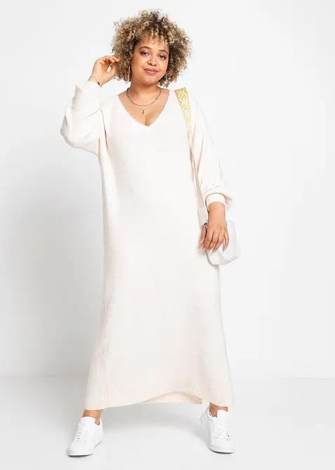 Oversize pletené šaty v délce midi, bonprix