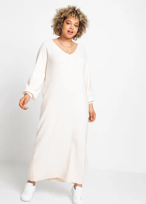 Oversize pletené šaty v délce midi, bonprix