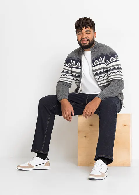 Strečové termo džíny Straight s hřejivou flísovou podšívkou, Classic Fit, bonprix