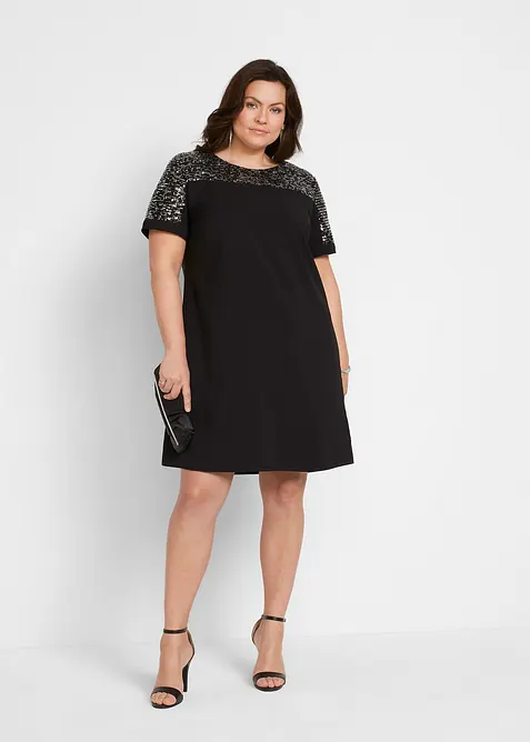 Minišaty s pajetkovou vsadkou, bonprix