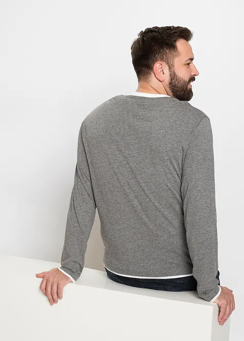 Henley triko, dlouh&yacute; ruk&aacute;v (2 ks v balen&iacute;), bonprix