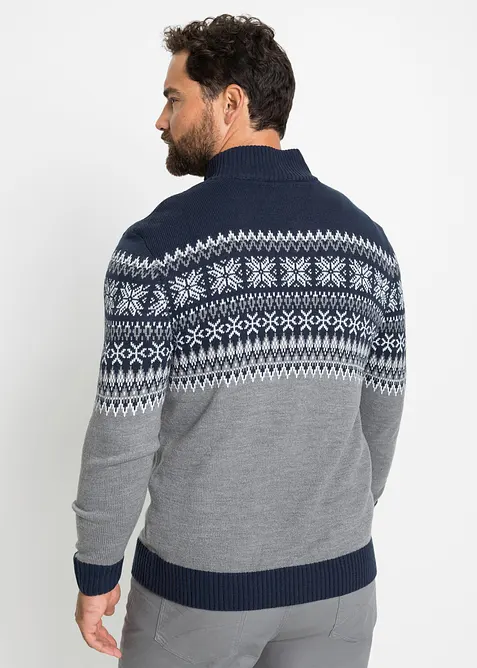 Svetr s norským vzorem a límcem Troyer, bonprix
