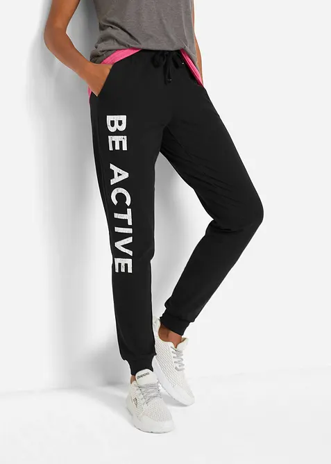 Joggingov&eacute; kalhoty z bavlny s potiskem, Loose Fit, bonprix