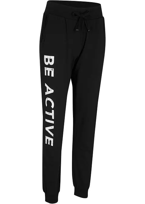 Joggingov&eacute; kalhoty z bavlny s potiskem, Loose Fit, bonprix