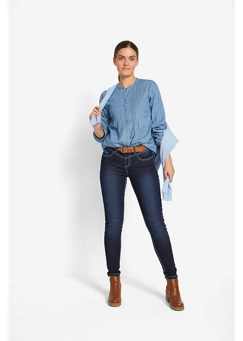 Džíny Skinny, Mid Waist, s kontrastními švy, bonprix