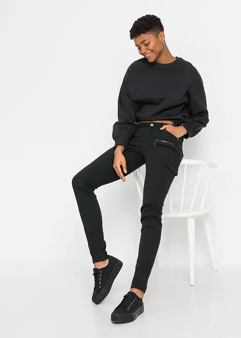 Cargo kalhoty z elastick&eacute; bavlněn&eacute; směsi, bonprix