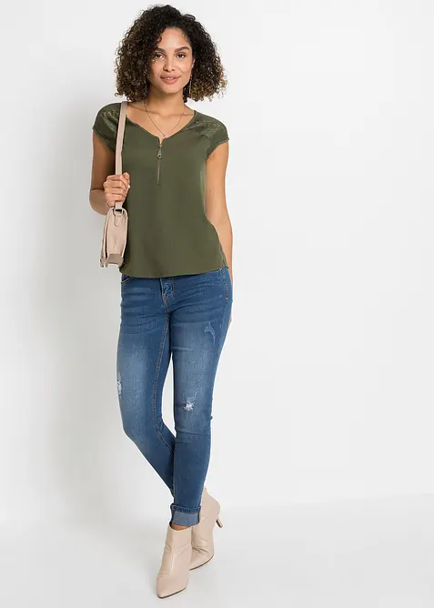 Tričko s krajkovou vsadkou, bonprix