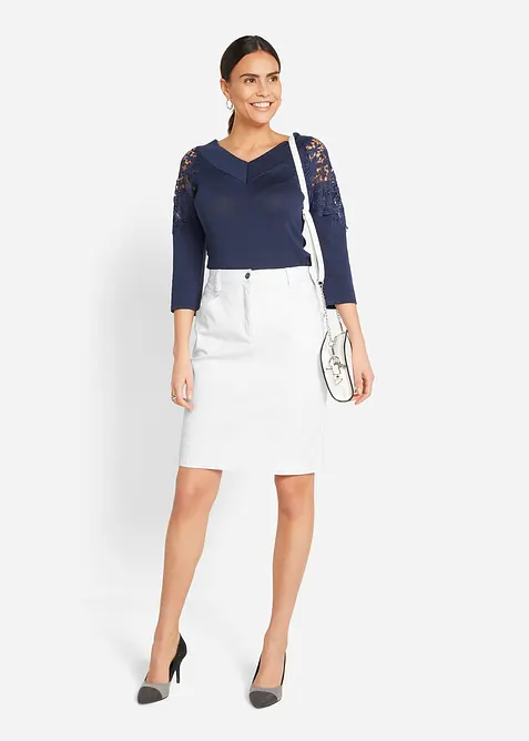 Dž&iacute;nov&aacute; sukně se strečem, bonprix