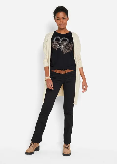 Tričko s nati&scaron;těn&yacute;m srdcem, z organick&eacute; bavlny, bonprix