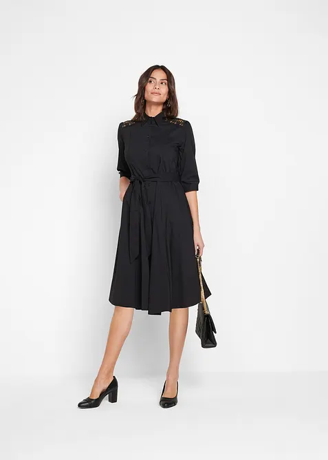 Košilové šaty s krajkou a vázačkou, bonprix